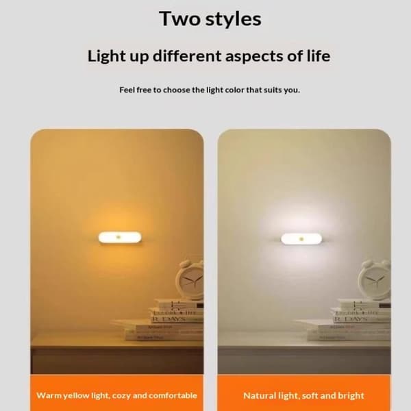 Natlamper Trådløs LED Bevægelsessensor Lampe USB Genopladelig M Yellow