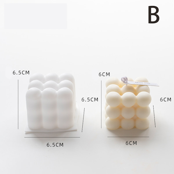 Ny 3D Cube Candle Mold DIY Rund Cube Candle Mold 3D Silikon A