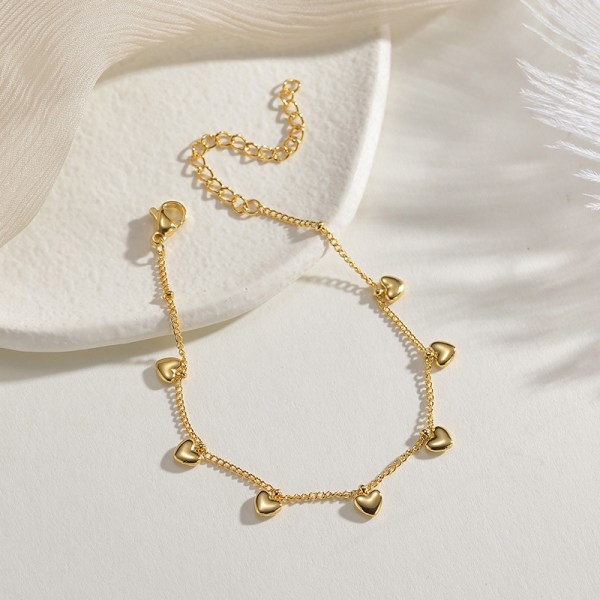 Enkelt hjärtformat guldlegerat armband för modesmycken för kvinnor B