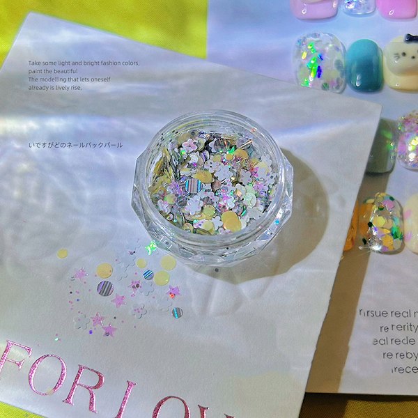 1 Box Summer Dopamine Nail Paljetter Flower Star Fragments Nail Ar A
