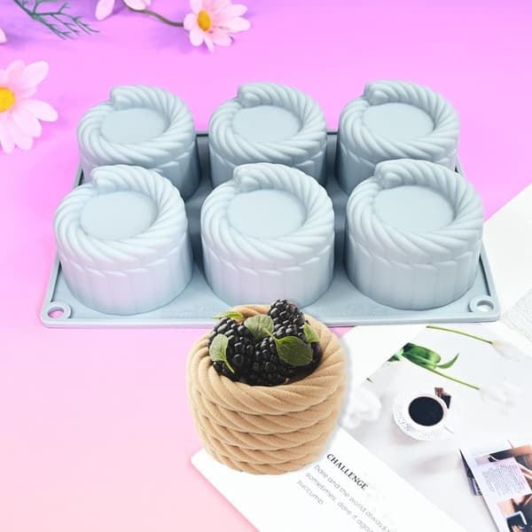 Vevd Blomsterkurv Sjokoladekake Kjeks Silikon Bakeform Black