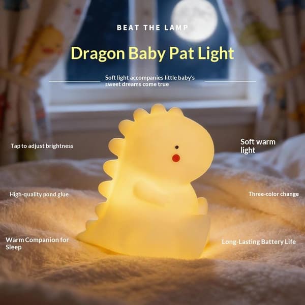 1/2 stk silikone natlampe med trykstyring LED-lampe med blødt lys