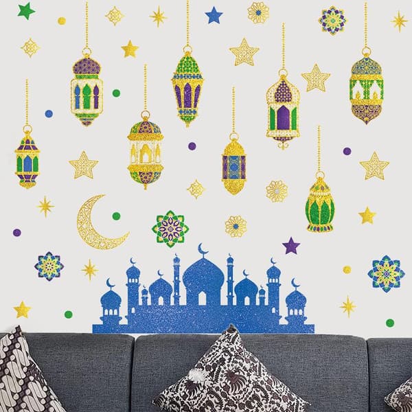 Eid Fönsterdekaler Ramadan Dekoration Eid Mubarak Dekor För Hem A6