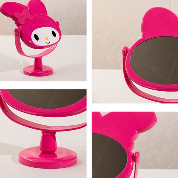 Kawaii My Melody e Cartoon Folding Mirror Vanity Makeup Handhel Rose red