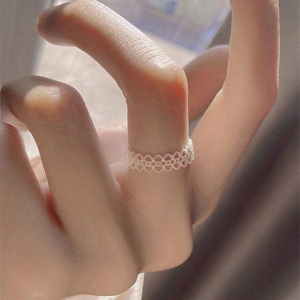 Lace Ring kvindeligt design Sense smykker hul hjerteformet ring