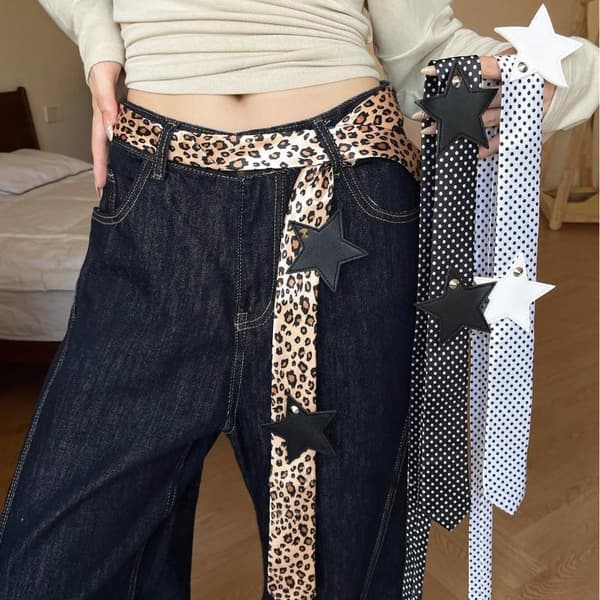 Mode Prik Jacquard Tørklædebælte Trendy Kantet High-End Lang Talje A3