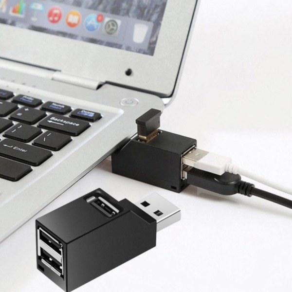 USB 2.0 HUB Adapter Extender Mini Splitter Box 3 Porter Høyhastighet white