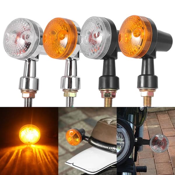 Universal Motorcykel Retro Blinkers Ljus Indikator Blinker Black White
