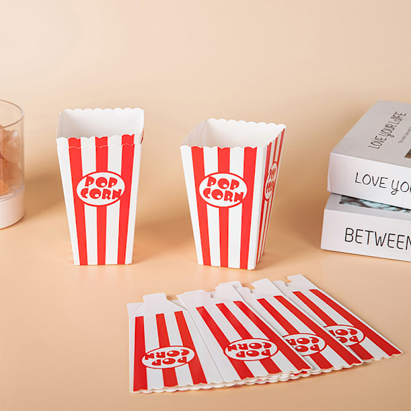 12 kpl Raidallinen Popcorn Paperilaatikot Kauhat Punaiset Valkoiset Raidat Sna