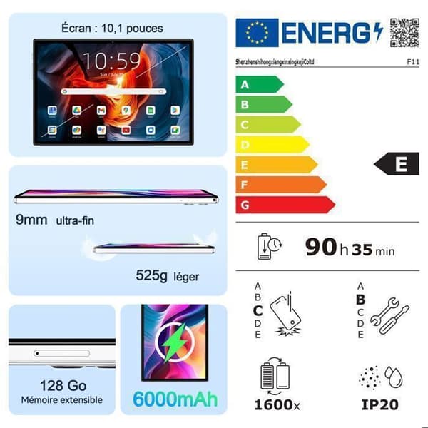 10.1" IPS 2,5D Tabletti Android 13 LoseiPad Octa-core 6+64Go (128Go Laajennettavissa) GPS 5+13MP Kaksikortti 6000mAh Hopea