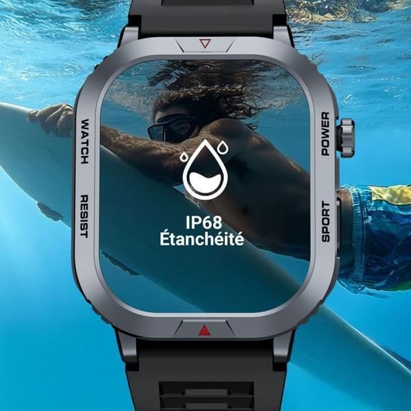 2.01"HD Älykello Naisille Miehille LOSEI Bluetooth-puhelut 15P Akunkesto Urheilukello IP68 SpO2 Uni Sää Android iOS Sort