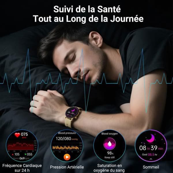 LOSEI Älykello Naisille Miehille Bluetooth Puhelin IP68 Tuki Android iOS Kulta Eller