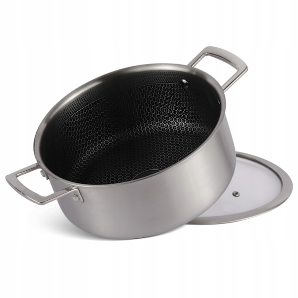 Gryta med glaslock i rostfritt stål 2,8 L med non-stick-beläggning – Edenberg EB-17051