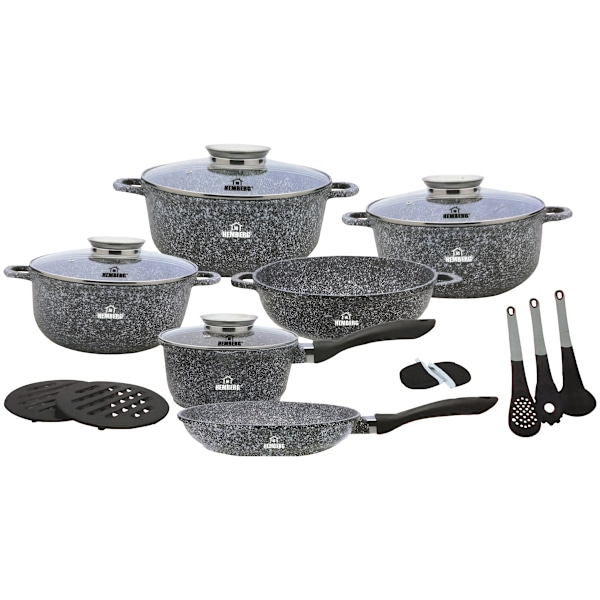 17 PCS CERAMIC MARBLE POT SET AND UTENSILS - HB-7057