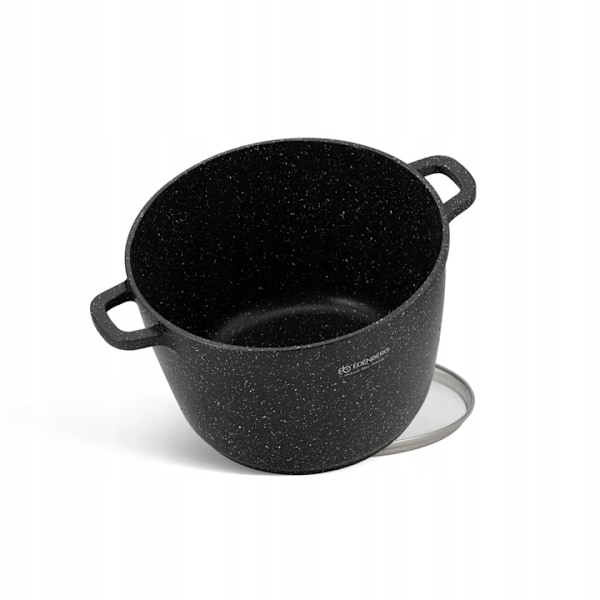 Gryta med glaslock 6.2 l - aluminium - marmorbelagd non-stick-yta - 24 cm×16 cm- induktionskompatibel - svart - pfoa-fri - Edenberg EB-8131