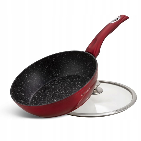 Edenberg Kastrullset i aluminium, 12 delar – keramisk marmorerad non-stick-beläggning, metallröd – EB-5614
