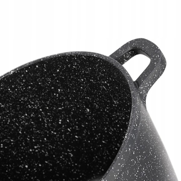 Gryta med glaslock 6.2 l - aluminium - marmorbelagd non-stick-yta - 24 cm×16 cm- induktionskompatibel - svart - pfoa-fri - Edenberg EB-8131