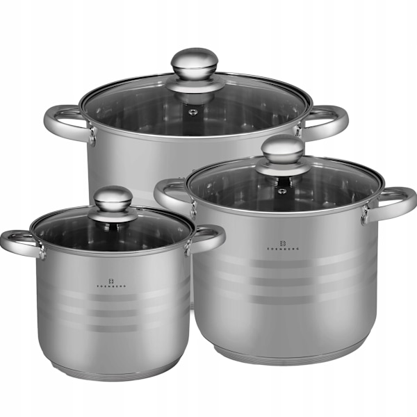 Kastrullset Edenberg i rostfritt stål med non-stick-beläggning – 6 delar