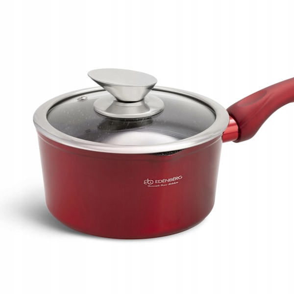Edenberg Kastrullset i aluminium, 12 delar – keramisk marmorerad non-stick-beläggning, metallröd – EB-5614