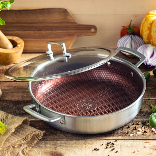 Sautépanna med lock 2,8 L i rostfritt stål med non-stick-beläggning – Edenberg EB-14923