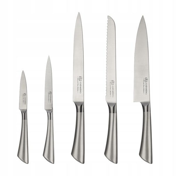 Knivset med 5 köksknivar i kolstål och elegant träställ – EDENBERG EB-938