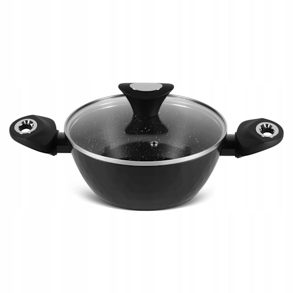 Edenberg Kastrullset med Glaslock – Marmorerade Non-Stick-Grytor – PFOA-fria