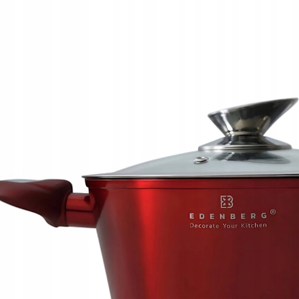 Kastrullset Edenberg EB-7433 – 8-delat set med grytor i röd marmorbeläggning