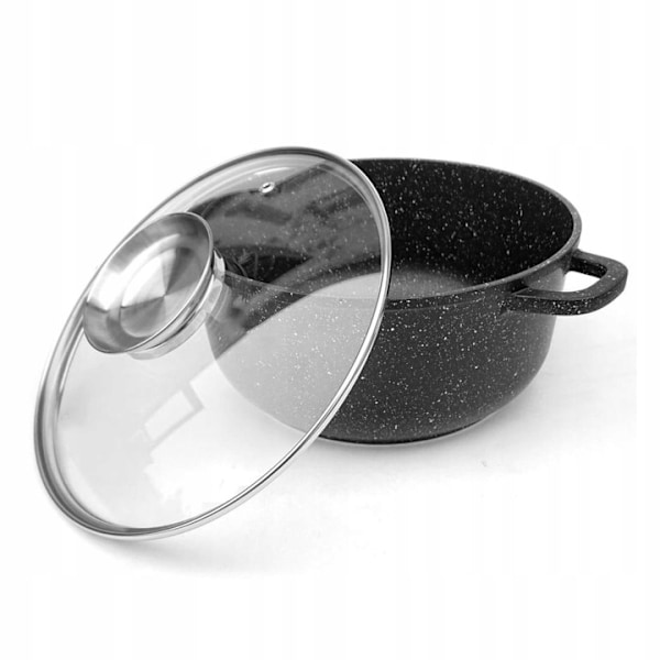Kastrullset 6-delars Hemberg - non-stick marmor grytset 2.3/4.5/6.8 l - gjutet aluminium med glaslock - svart - induktion HB-7016