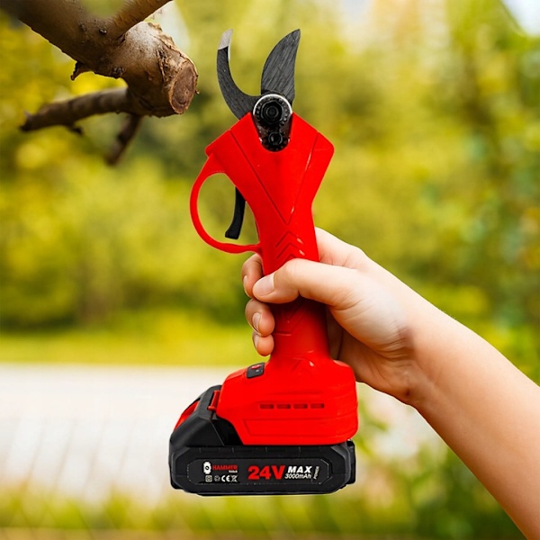 Sekatör Batteridriven 24v Brushless – 2 Batterier+handskar| För Trädgård & Grenklippning