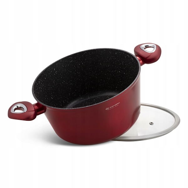 Edenberg Kastrullset i aluminium, 12 delar – keramisk marmorerad non-stick-beläggning, metallröd – EB-5614