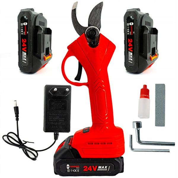 Sekatör Batteridriven 24v Brushless – 2 Batterier+handskar| För Trädgård & Grenklippning