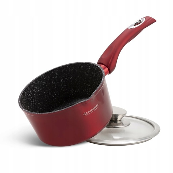 Edenberg Kastrullset i aluminium, 12 delar – keramisk marmorerad non-stick-beläggning, metallröd – EB-5614