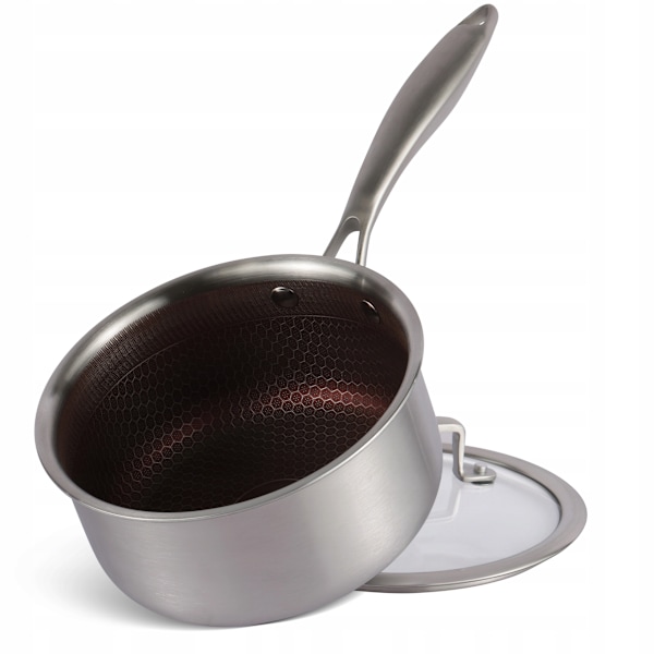 Kastrull med lock 1.5l rostfritt stål Edenberg 16 cm × 8,5 cm - trelagers non-stick-beläggning - alla spishällar - flerskiktsbotten EB-17004