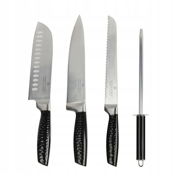 Knivset i kolstål 8 delar med roterande ställ, ergonomiska handtag – Edenberg EB-971