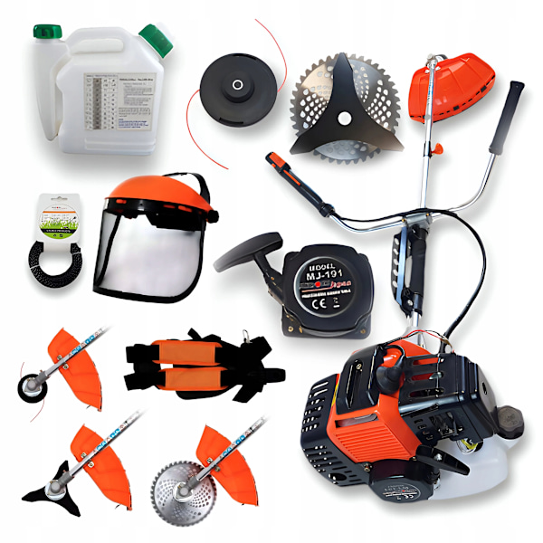 Bensindriven Grästrimmer 7,0 Hk – 2-taktsmotor, 42 Cm Klippbredd, 52cc, 9500 Rpm, 150 Cm Axel