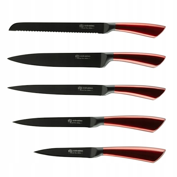 Knivset 6 delar i kolstål med knivställ – Edenberg EB-936