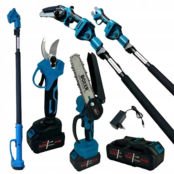 Batteridriven Sekatör 48v 2x Batterier Teleskopisk Bom Och  Motorsåg 6",8"  Klipning Upp Till 4 M Set