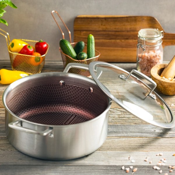 Gryta med lock i rostfritt stål 3,5 L med non-stick-beläggning – Edenberg EB-17057