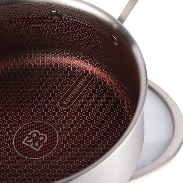 Kastrull med lock 2,8 L i rostfritt stål med non-stick-beläggning – Edenberg EB-17056