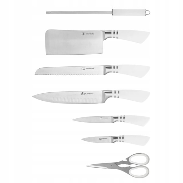 Knivset Edenberg Premium – 8-delat i Kolstål med Vridbart Stativ – EB-906