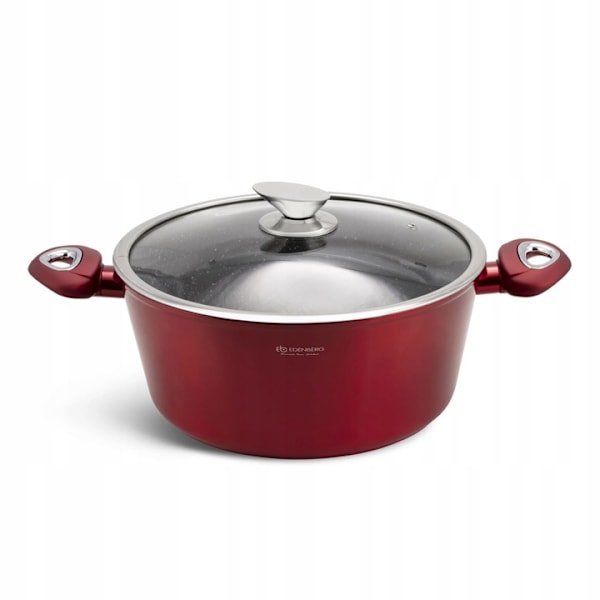 Edenberg Kastrullset i aluminium, 12 delar – keramisk marmorerad non-stick-beläggning, metallröd – EB-5614