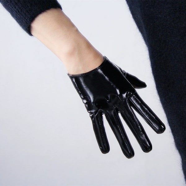 Fashionabla korta läderhandskar för kvinnor, kostym, våtlook, konstläder, PU