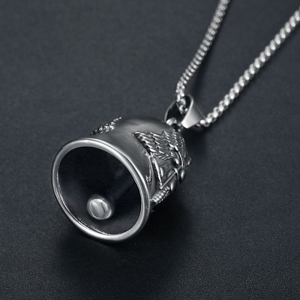 Punk Retro Motorcycle Bell Titanium Steel Pendant Men S Lucky Necklace