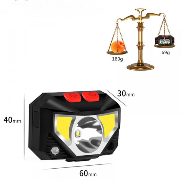 Erittäin tehokas LED-otsalamppu 2 kpl, USB-ladattava otsalamppu liikkeentunnistuksella
