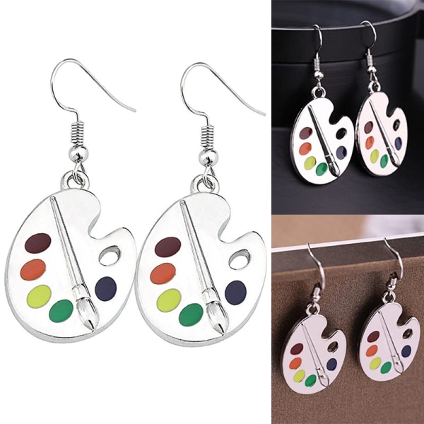 Earrings Palette Artist Paint Artist Stainless hook Silver