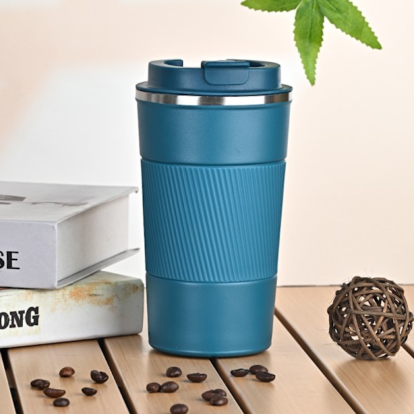 Isolerad Mugg Kaffe Te Kopp för Resan Dubbelväggig Rostfri Stål Resemugg Varm Kall (Blå, 510ml)