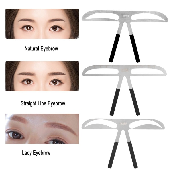 3 st Ögonbrynslinjal, professionell mall för att forma ögonbrynsstenciler DIY