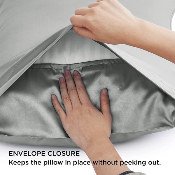 Satin Silky Pillowcase för Hår och Hud Queen - Mörkgrå, 2 Pack 50*