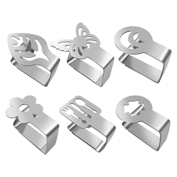 Rustfrie stål dug clips, 4 stk dug vægt dug clips, sommerfugl dug clips 6.5*5CMsølv
