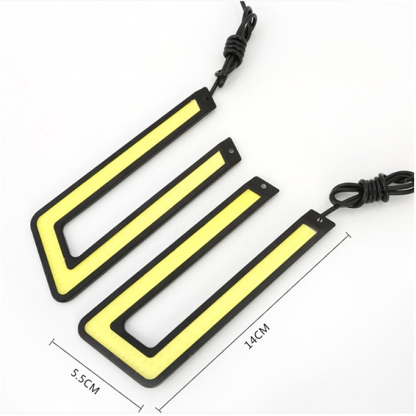 2 stk U-formet hvite COB LED-lys 5500K Dagslys DRL Hovedlys